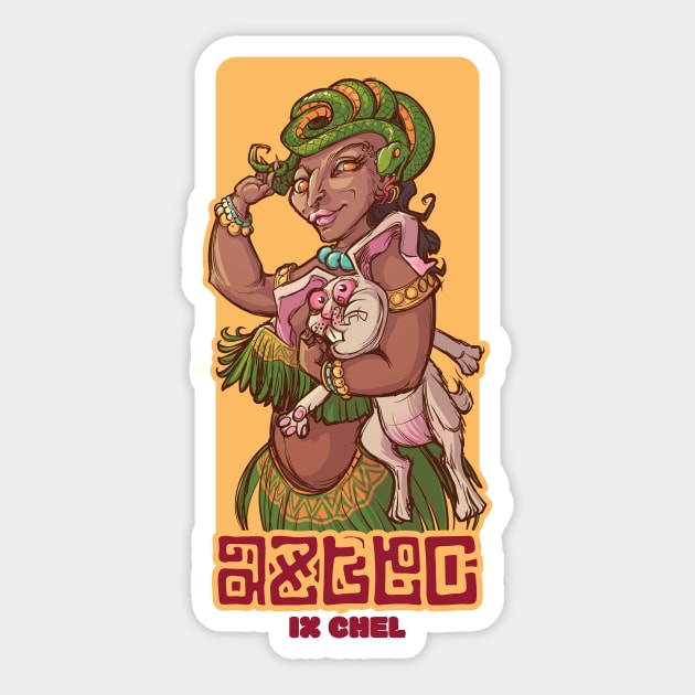 Ix Chel - Aztec goddess Sticker by AntonVTokarev